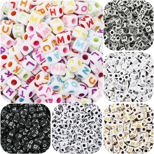 6x6mm Quadratische Acryl Alphabet Perlen für DIY Schmuck Basteln