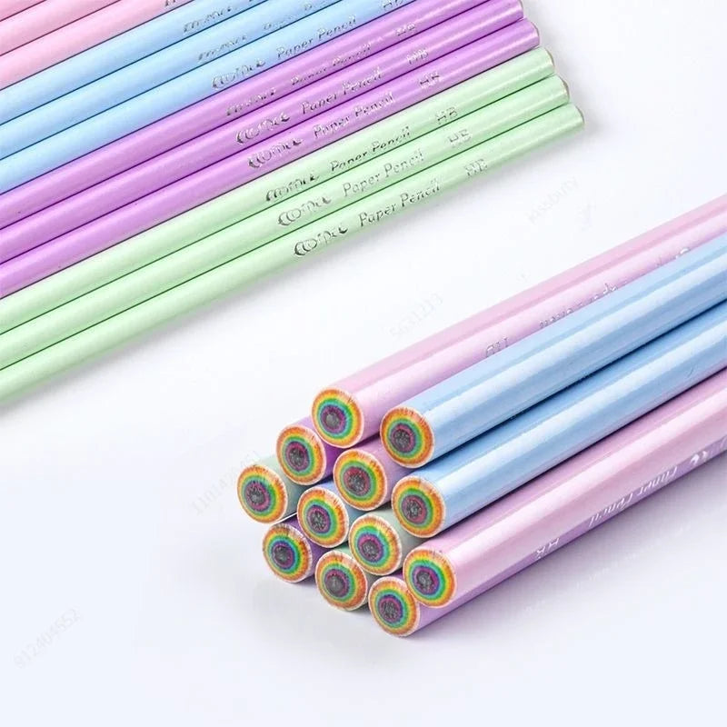 12er-Pack HB Bleistifte aus Papier in Regenbogenfarben für Kinder