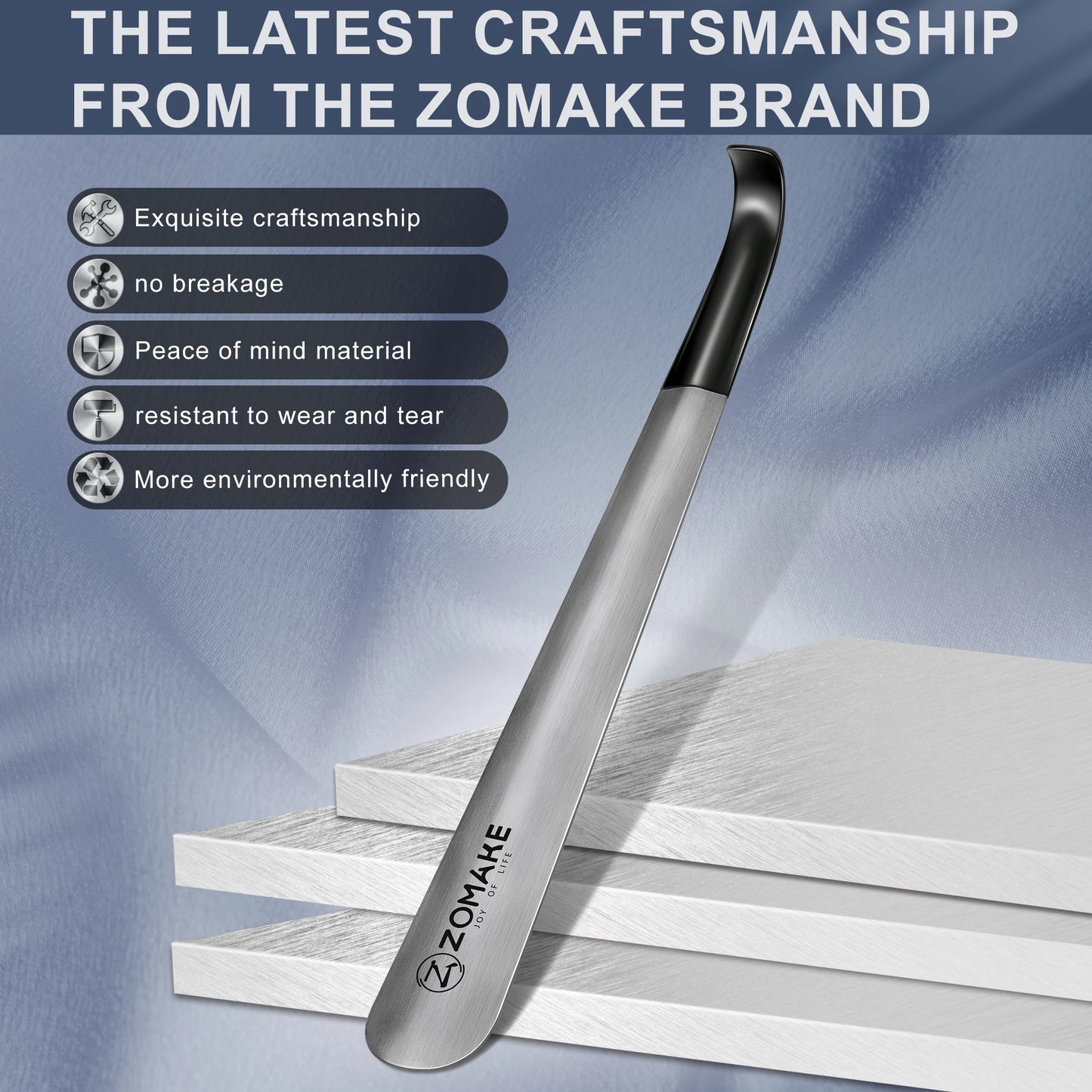 Extra langer Metall Schuhlöffel Schuhheber mit flexiblem Griff