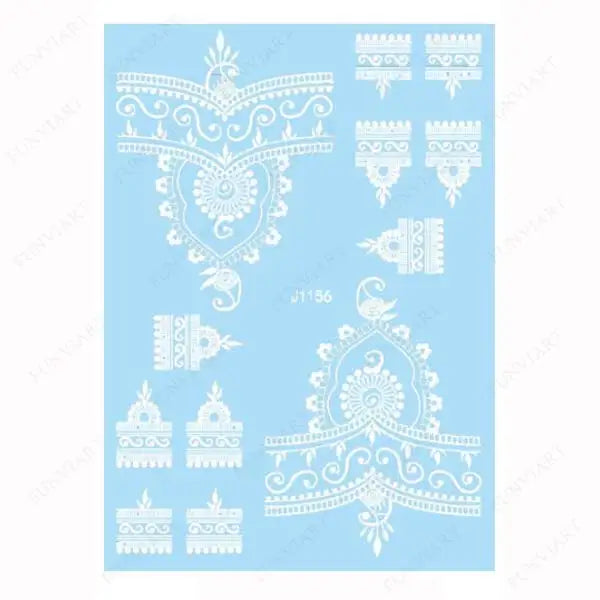 Weiße Henna Temporäre Tattoos für Frauen Hand Mehndi Party Körperkunst