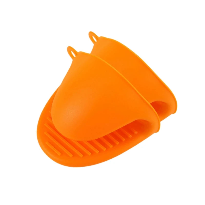 2er Set dicke Silikon Ofenhandschuhe mit Anti-Rutsch Topfclips Küche