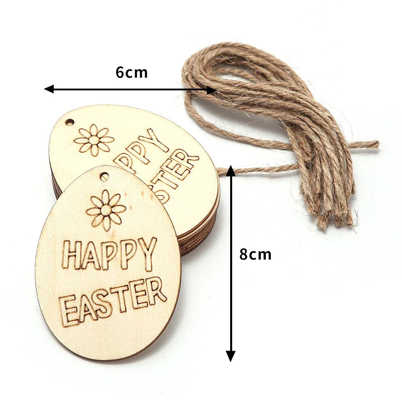10 Holz Kaninchen Ei Anhänger Hohl Ostern Party Dekoration DIY-Yabubest - Home & More