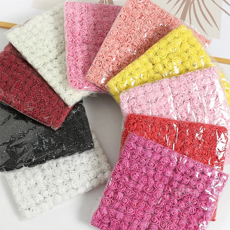 144 teiliges Mini Schaumrosen Set fuer kreative Dekorationen