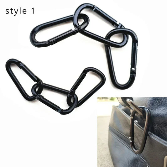 20 Stück schwarze und silberne Karabiner aus Aluminiumlegierung