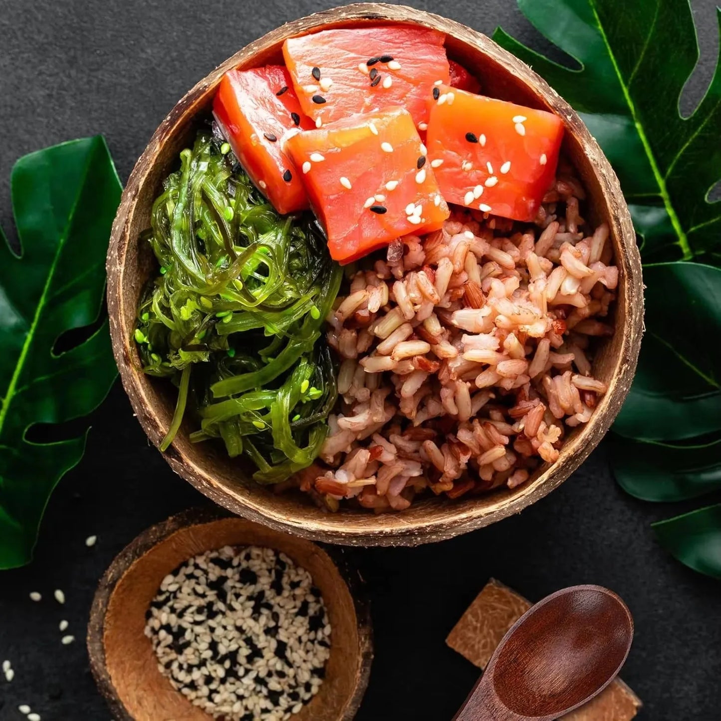 Nachhaltige Kokosnuss Schalen Holz Löffel Set für Dessert Salat - div. Größen