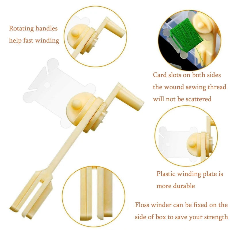 Organizer Set für Stickgarn mit 36 Fächern, Flossern und Zahlenetiketten