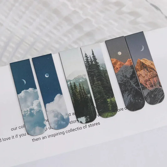2er Set Magnetische Lesezeichen Landschaft Motiv für Bücher Leser