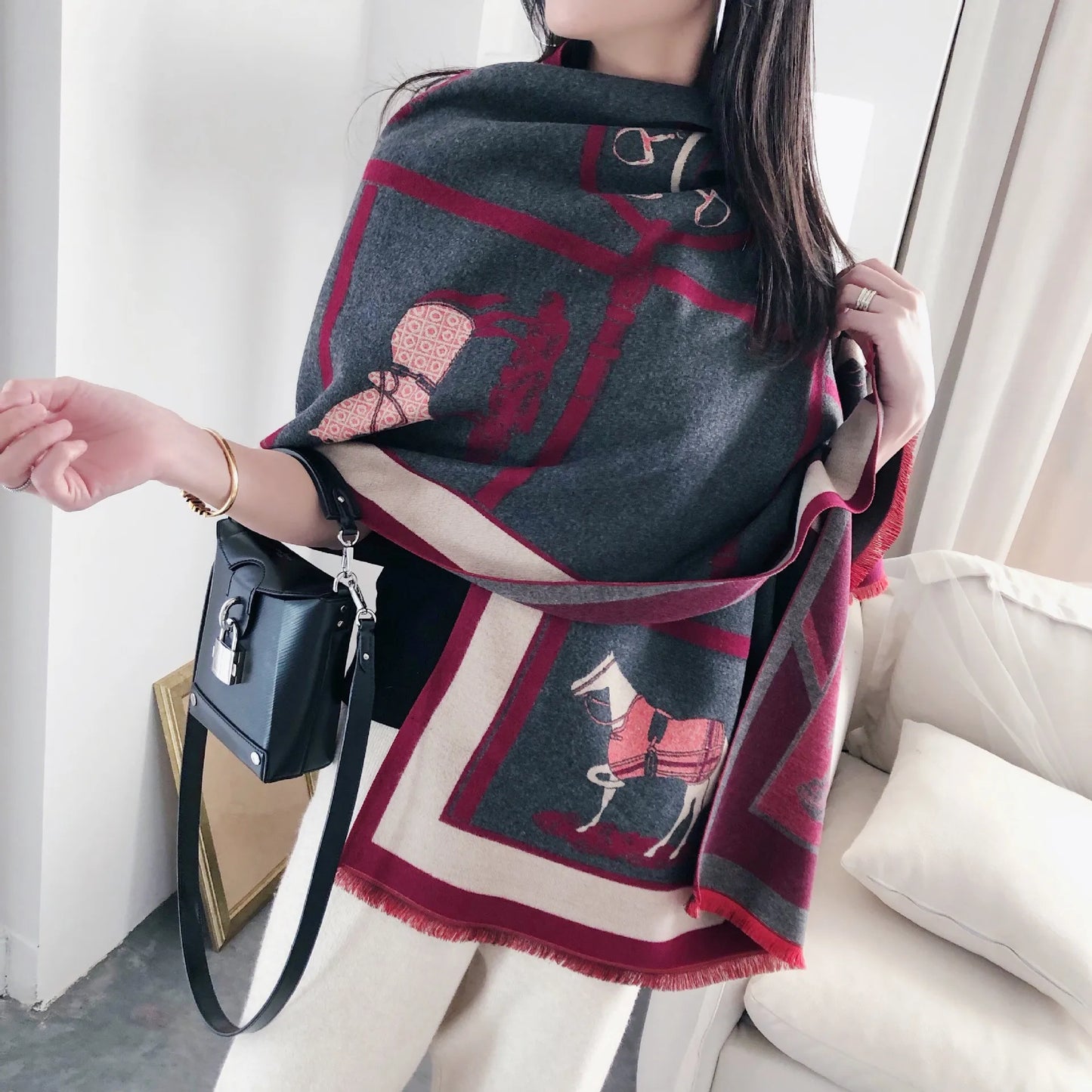 Warmer Winterschal für Frauen mit Tiermuster Druck