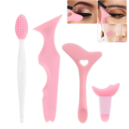4 PCS Wiederverwendbare Silikon Eyeliner Schablonen Set für präzises Make-up