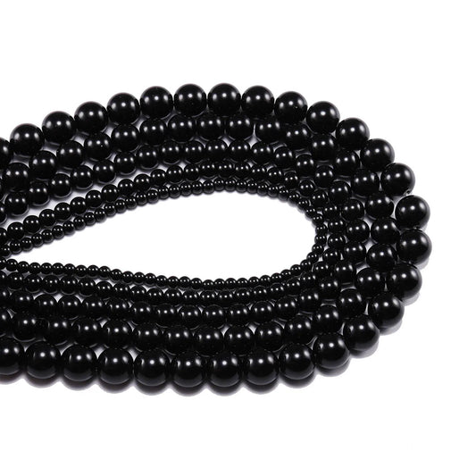 Schwarze Achate Rondellen 6-12mm Natursteinperlen für Schmuck DIY