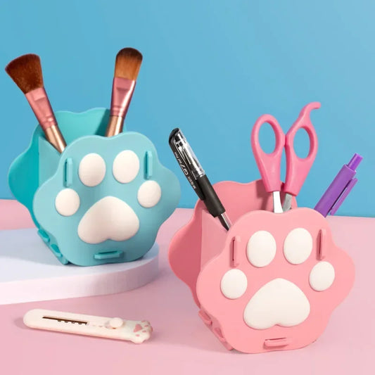 Nette Cartoon Katze Klaue Stifthalter PVC Organizer für Schreibtisch