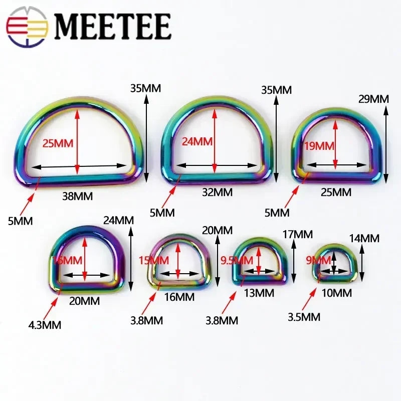 Metall D Ring Schnallen für Taschen und Haustierkragen 5 bis 38 mm