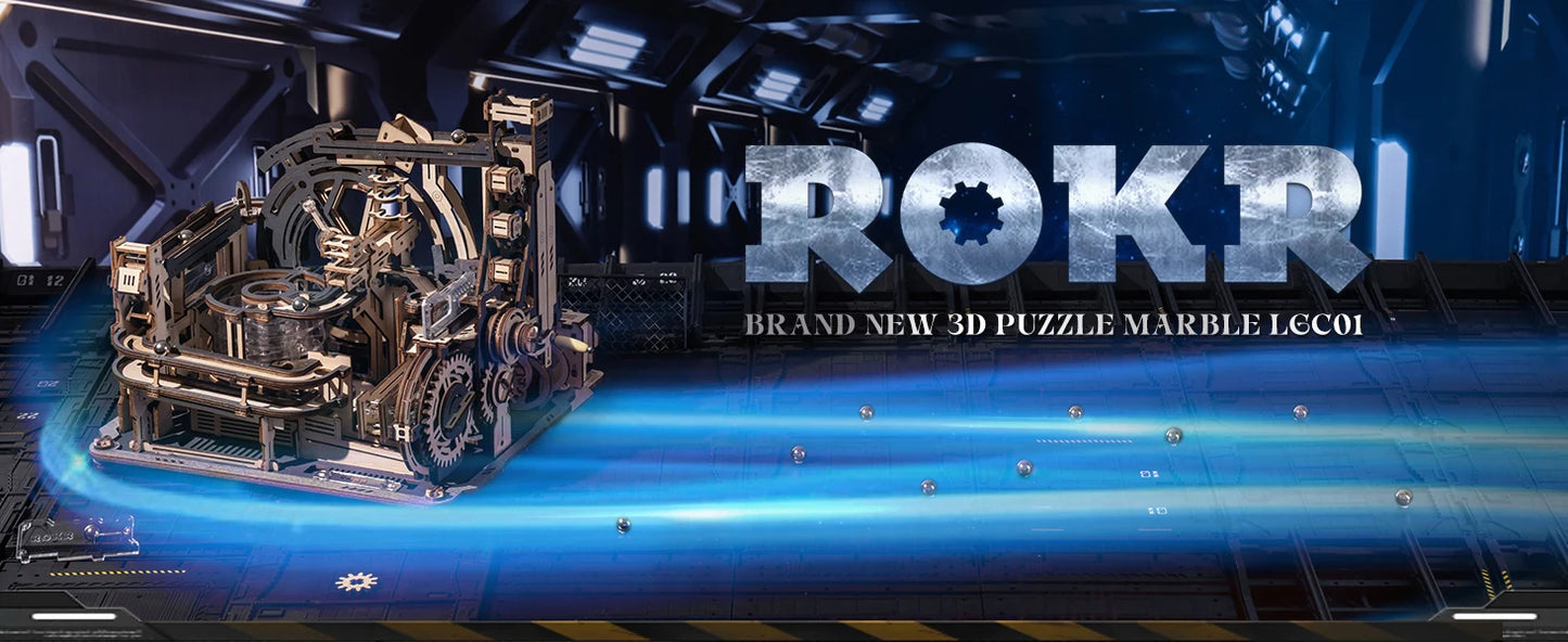Elektrischer Marmor Lauf 3D Puzzle aus Holz mit Lichtfunktion-Yabubestshop