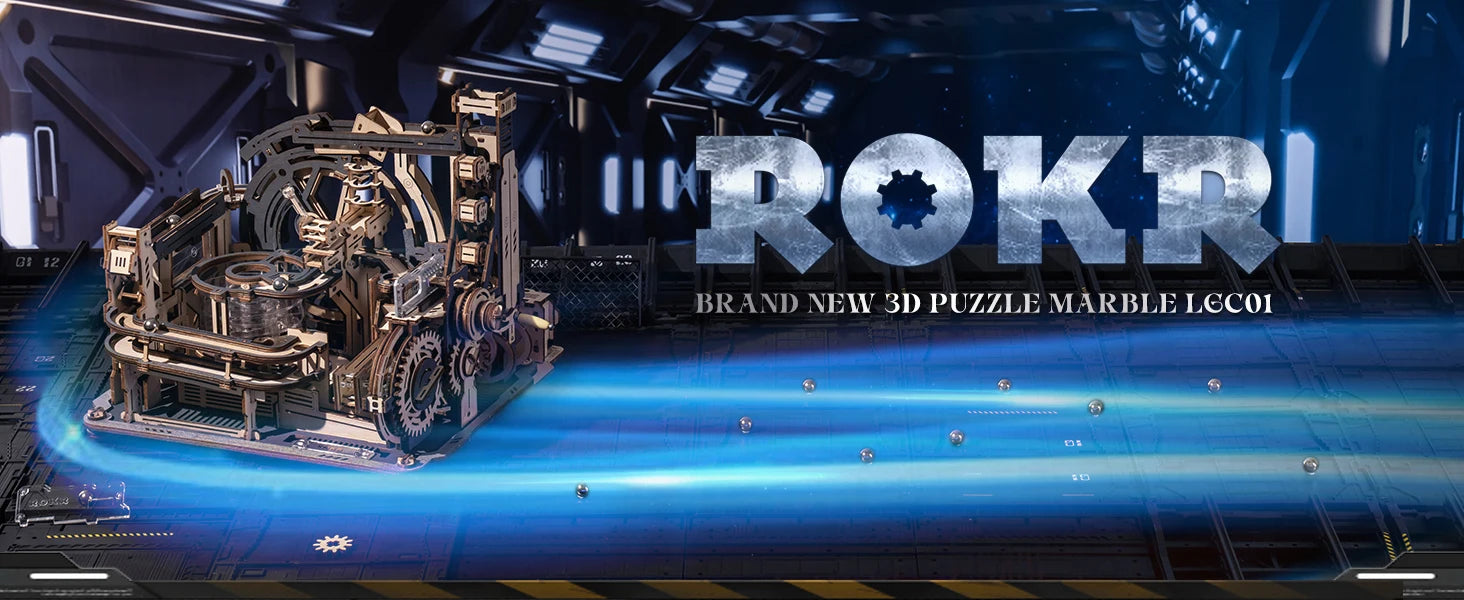 Elektrischer Marmor Lauf 3D Puzzle aus Holz mit Lichtfunktion-Yabubestshop