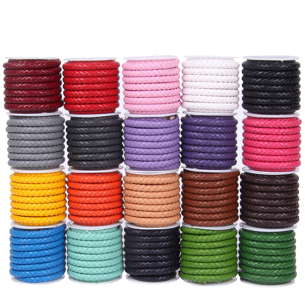 Buntes geflochtenes Echtleder-Armband, 2 Meter, 3-6 mm-Yabubest - Home & More