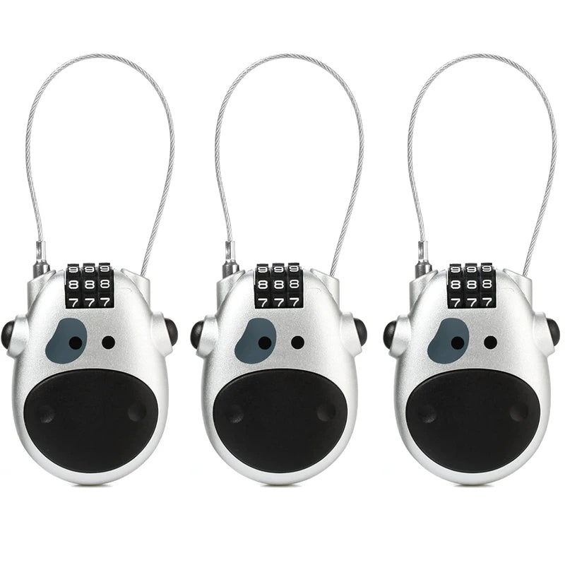 Verstellbares 3-stelliges Kabel Zahlenschloss aus Stahl