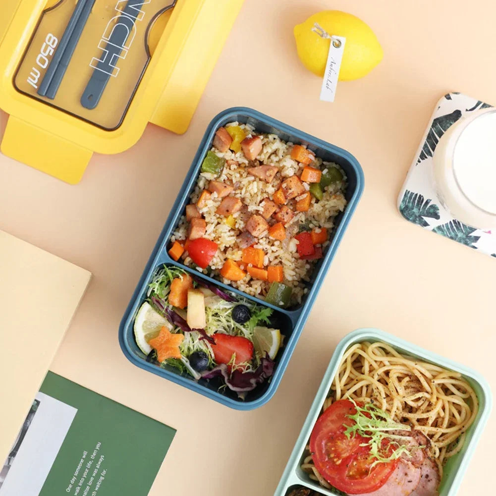 850ML Mikrowellen Lunchbox mit Besteck – Dichte Bento Box für Schule & Büro