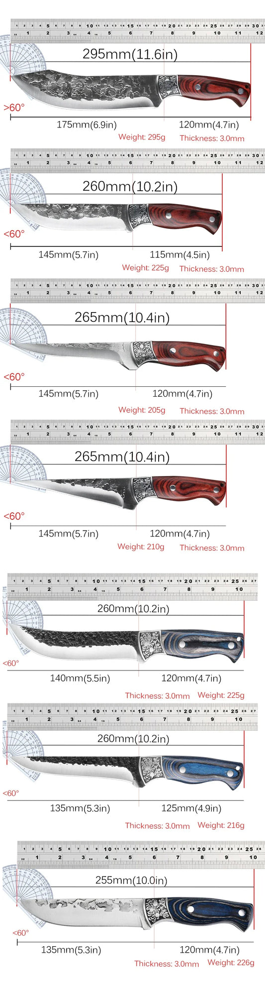 Handgeschmiedetes Ausbeinmesser aus Edelstahl mit Holzgriff für präzises Schneiden