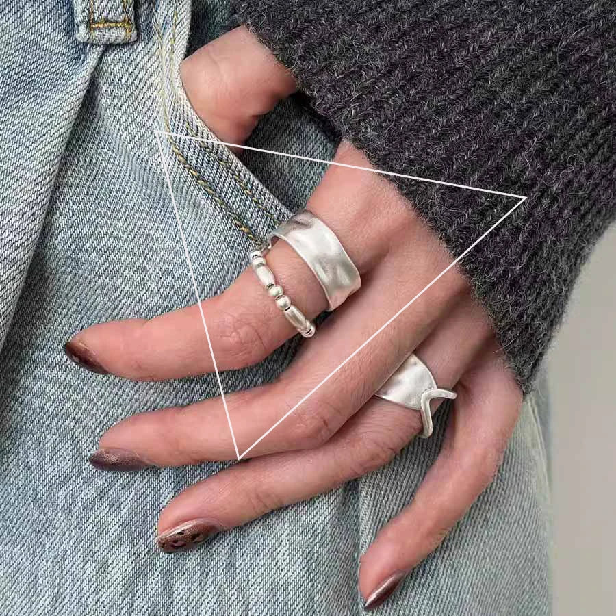 Verstellbarer Silberring mit hohlen Linien, stylischer Punk-Schmuck Unisex