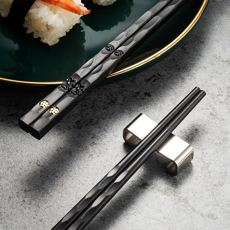 5 Paar Nicht-Slip Metall Stäbchen Japanisch Koreanisch Stil für Sushi Essen