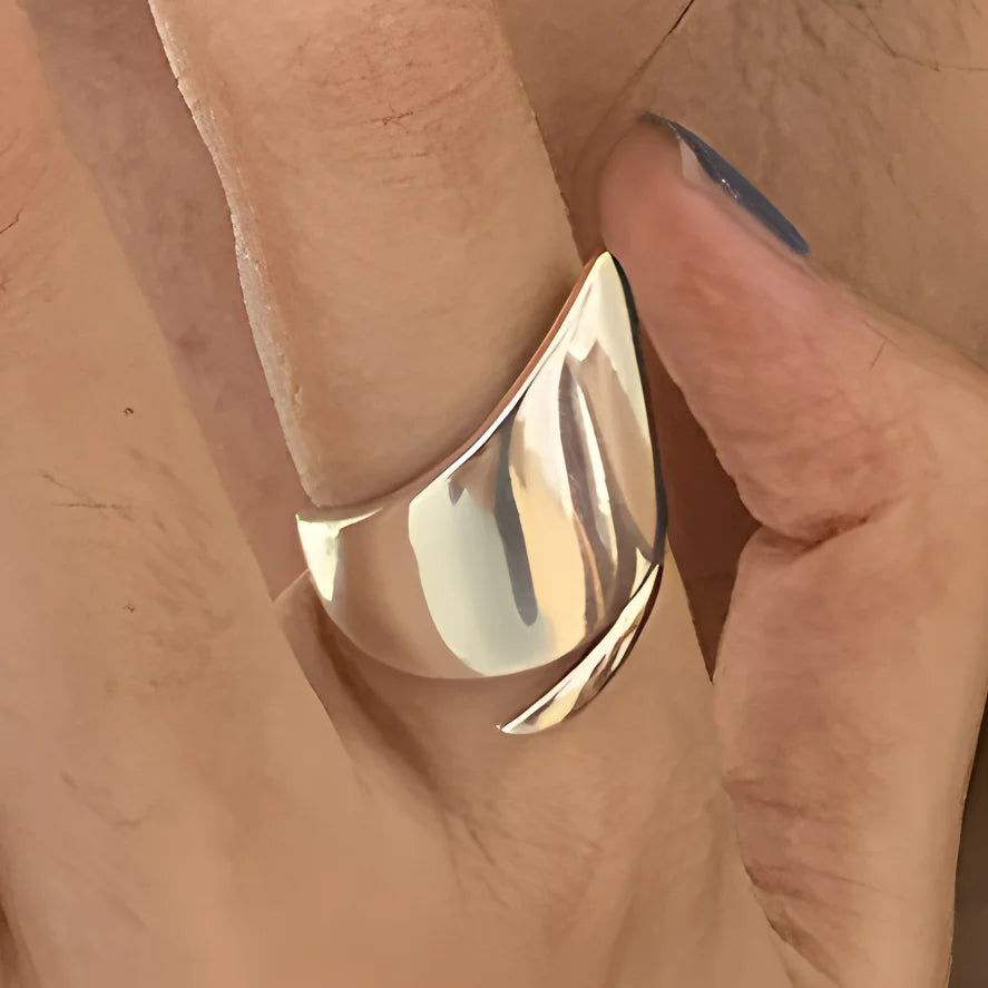 Verstellbarer Silberring mit hohlen Linien, stylischer Punk-Schmuck Unisex