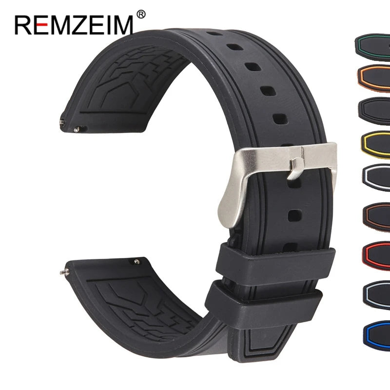 Silikon Uhrenarmband mit Schnellverschluss in 20/22/24mm Breite