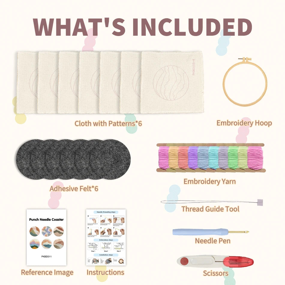 Niedliches 6 Muster Stanznadel Untersetzer Set für Anfänger