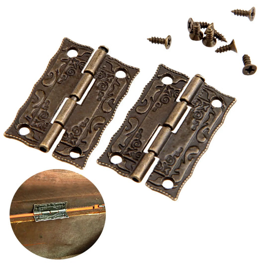 2-teiliges Vintage Eisenscharnier Set 36x23mm für Holzkisten - Möbel