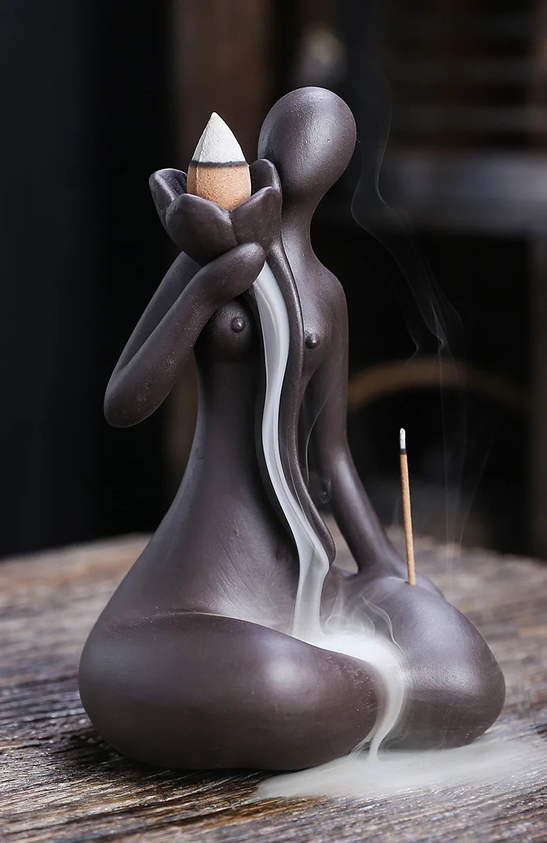 Lila Ton Rückfluss Weihrauchbrenner mit Wasserfall Effekt