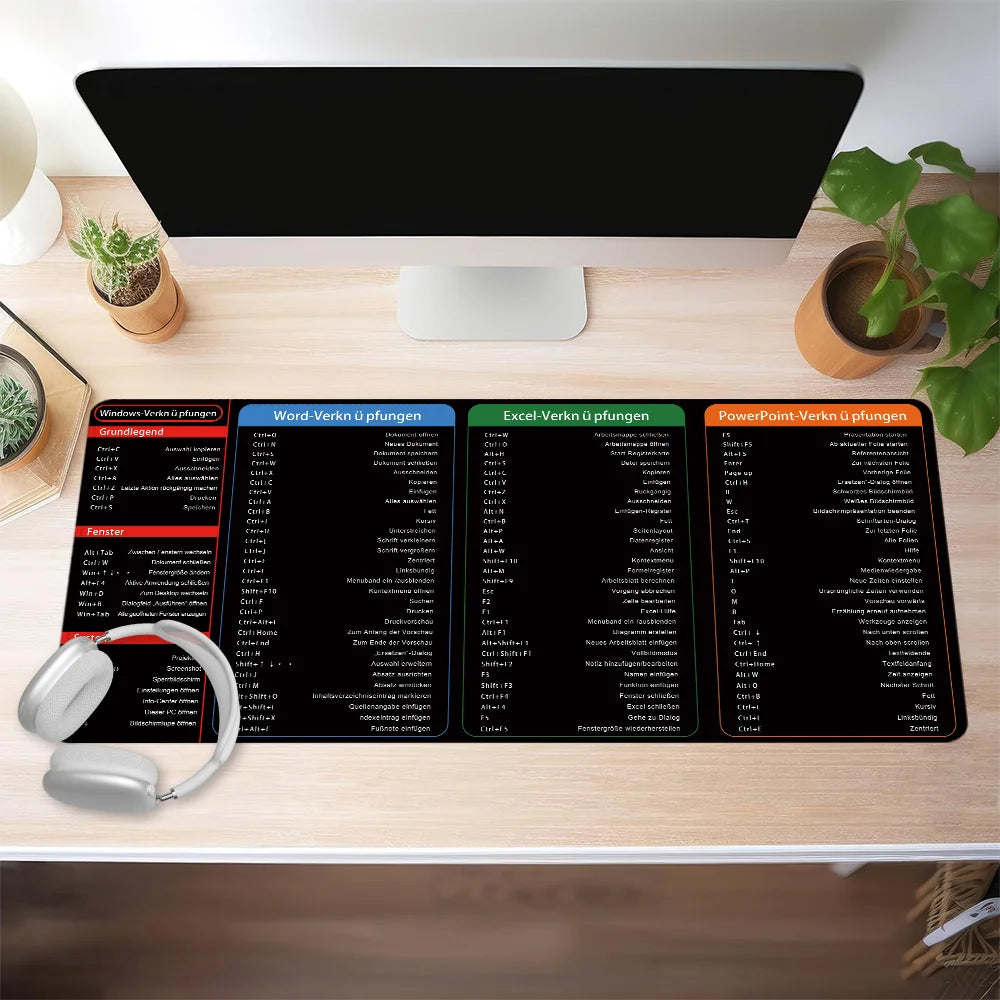 Excel Shortcuts Mauspad Schreibtischunterlage für Büro & Studium