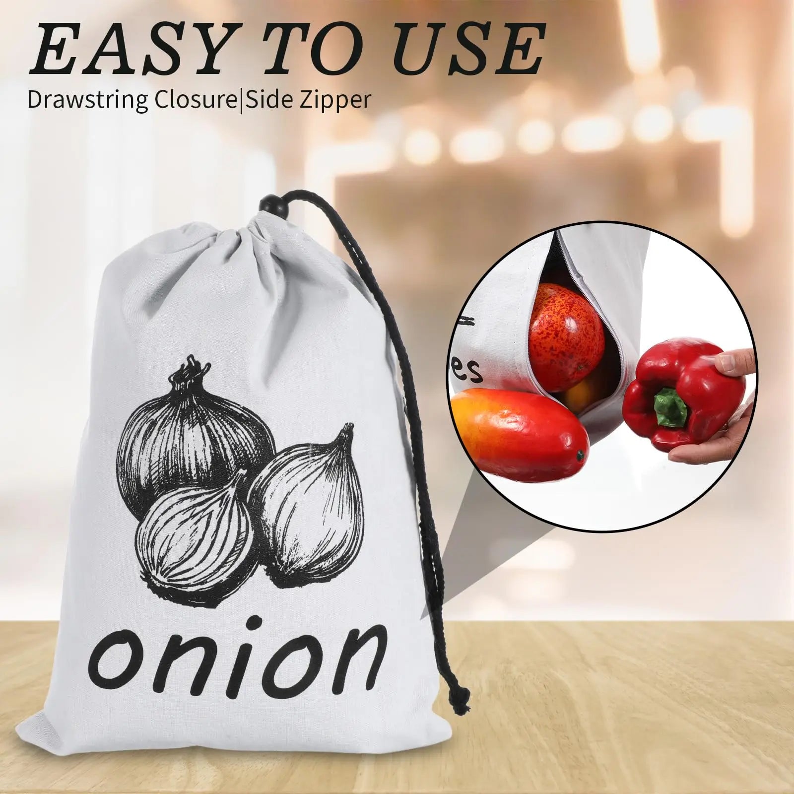 Große wiederverwendbare Aufbewahrungstasche aus Segeltuch für Gemüse