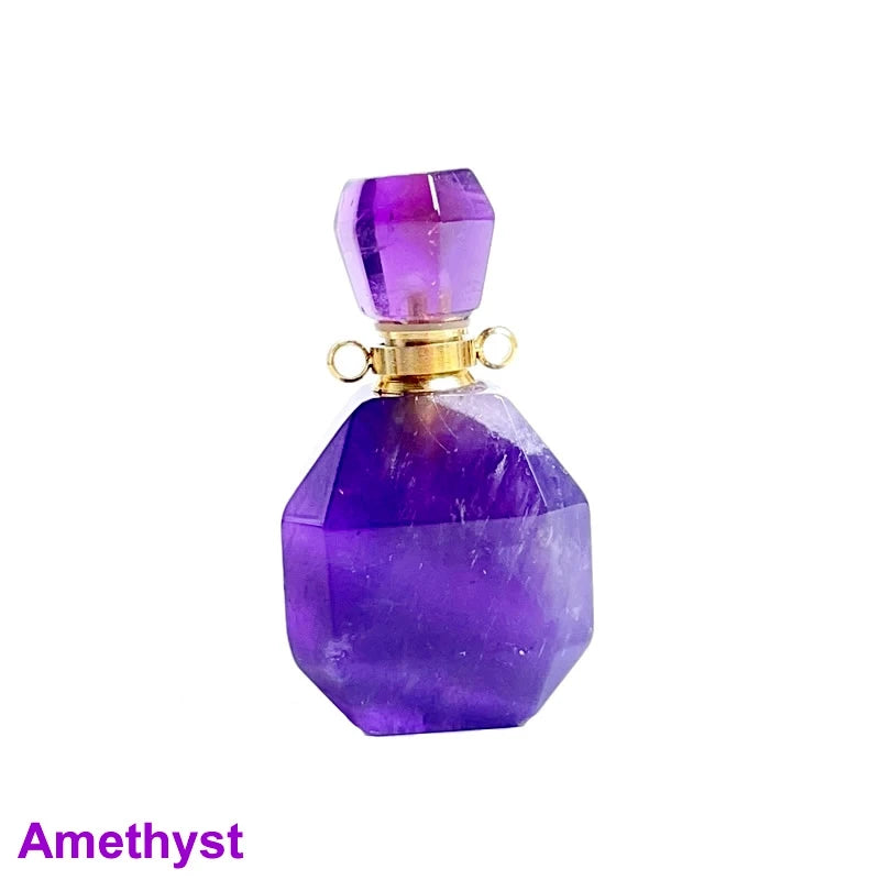 Unregelmäßige Naturstein Parfümflasche Anhänger – Amethyst Tigerauge Öl Diffusor