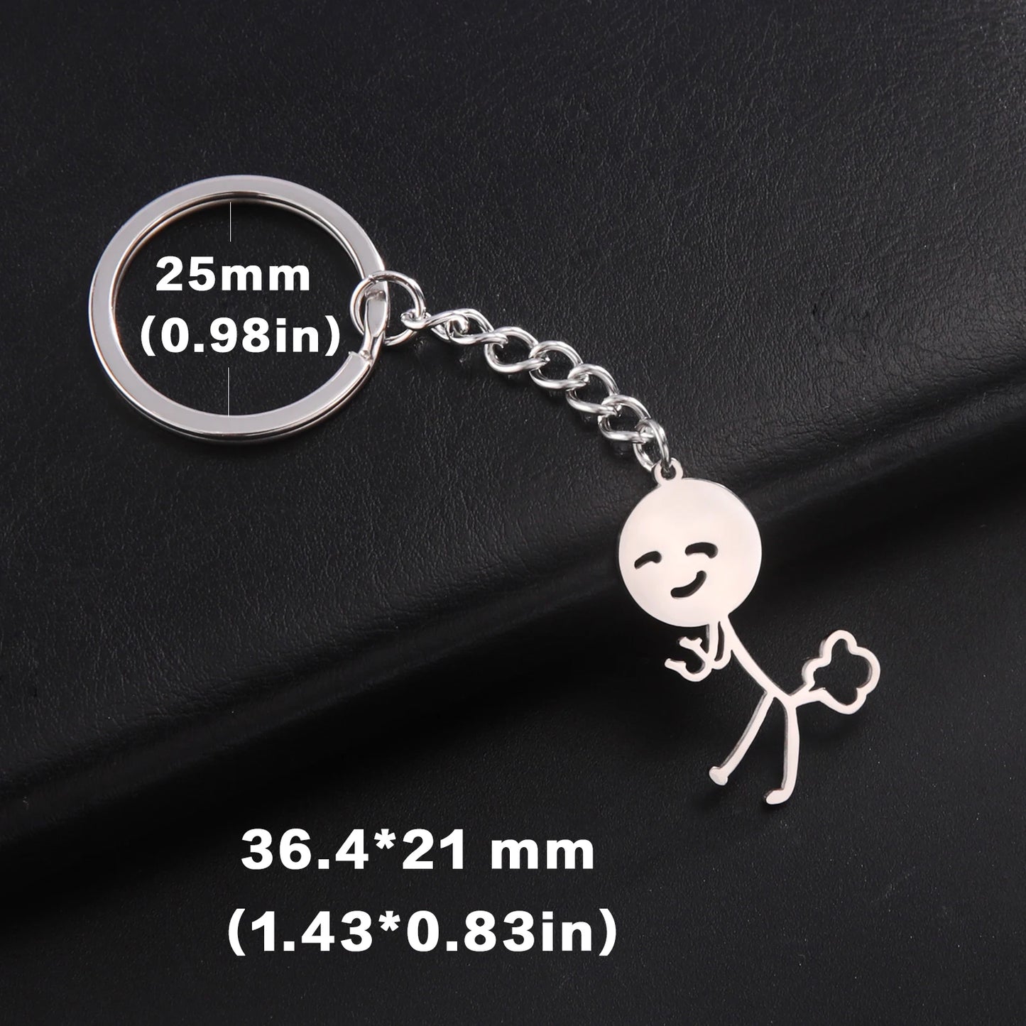 Stickman Schlüsselanhänger mit Mittelfinger Edelstahl für Auto - Tasche