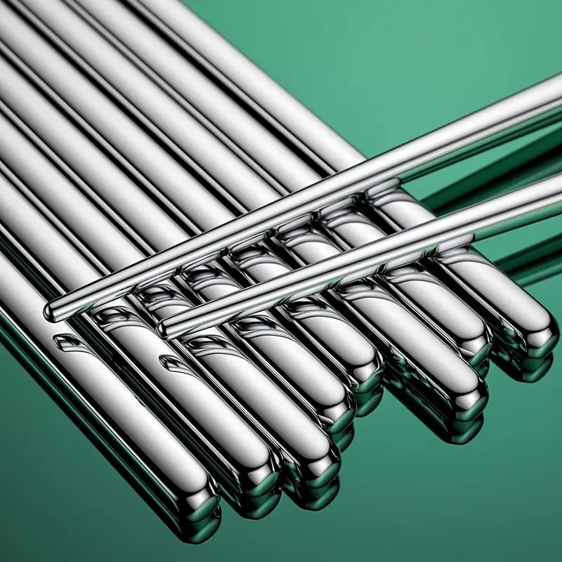 5 Paar 304 Edelstahl Essstäbchen – Wiederverwendbar, rutschfest, spülmaschinenfest