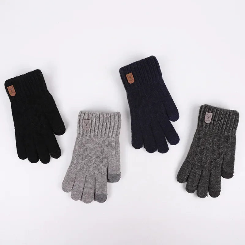 Warme Herren Touchscreen Handschuhe Strick mit Fleece für den Winter