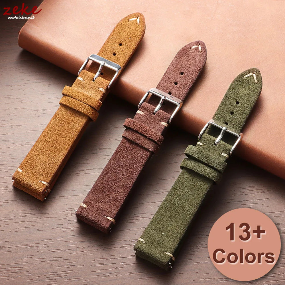 Weiches Wildleder Lederarmband mit Schnellverschluss in 14-22mm Breite