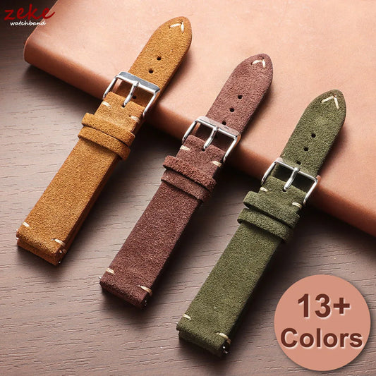 Weiches Wildleder Lederarmband mit Schnellverschluss in 14-22mm Breite