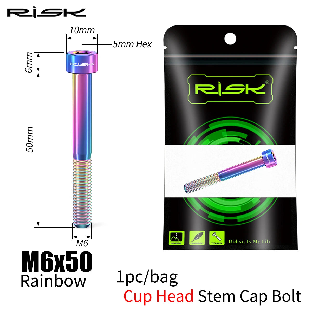 Fahrrad Titan Bolzen Schrauben M6x30-50 für Headset Vorbau Bremssattel