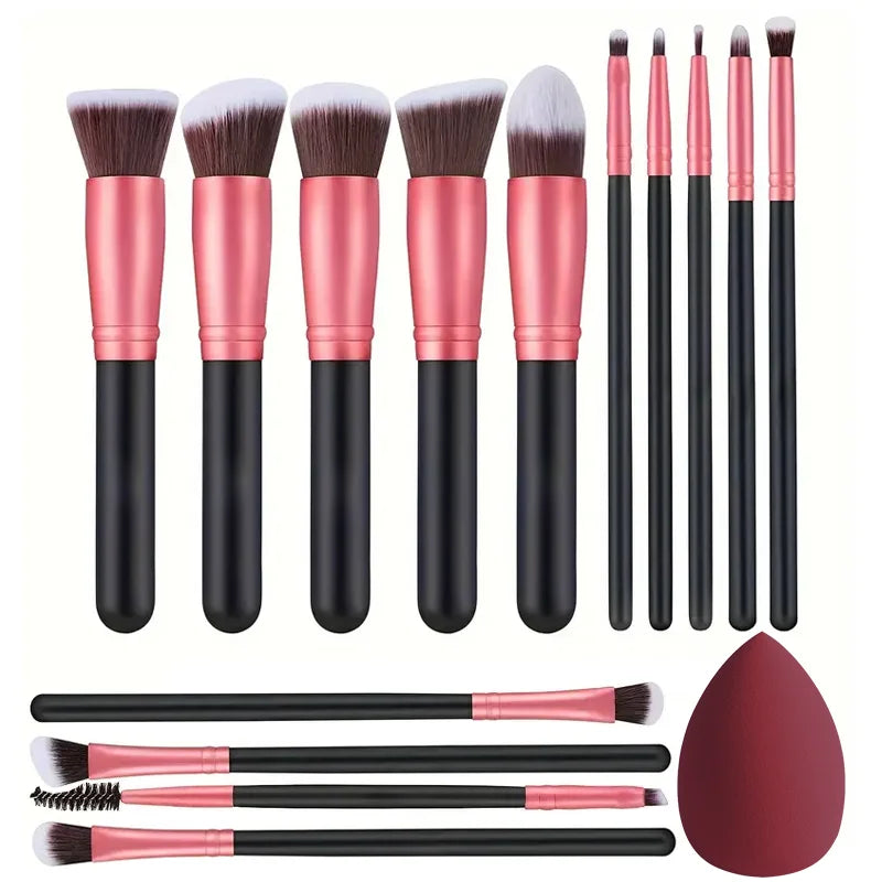 Vielseitiges 14-teiliges Make-Up Pinsel Set – weich, synthetisch - ergonomisch