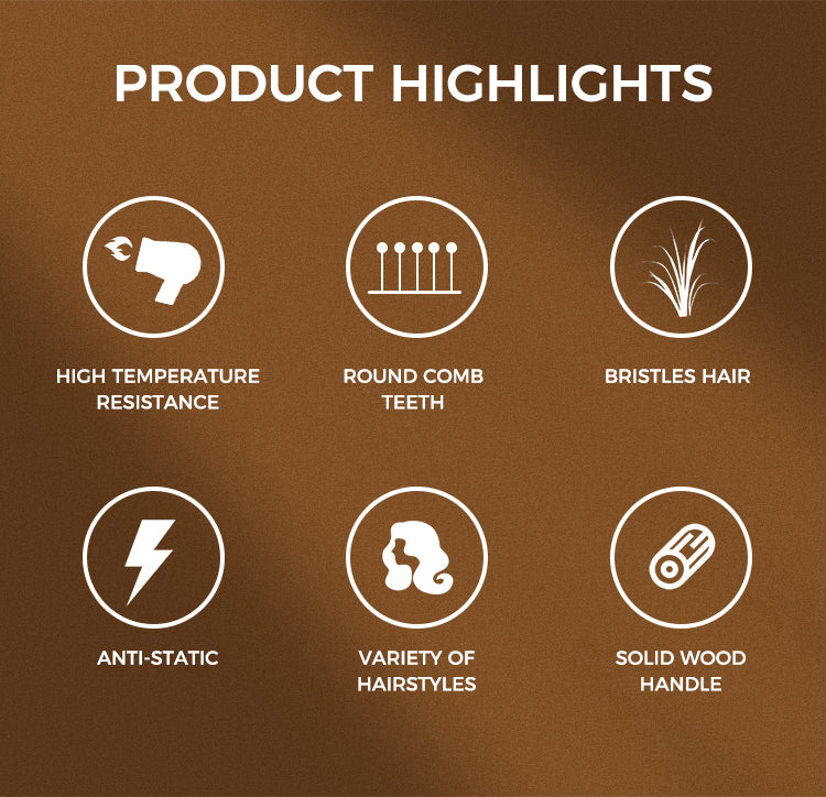 Natürlicher Wildschwein Borsten Haar Kamm mit Holzgriff