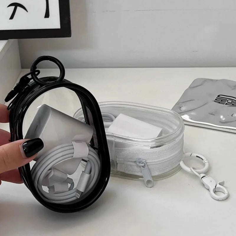 Mini PVC Aufbewahrungstasche transparent wasserdicht Reise Kosmetik Kabel Organizer