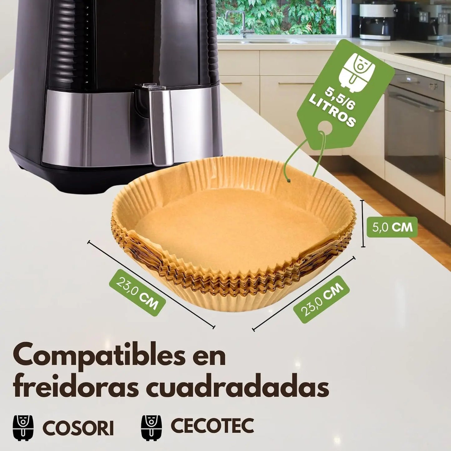 Einweg Luftfritteusenpapier XXL quadratisch 20x23 cm für Airfryer Tablett