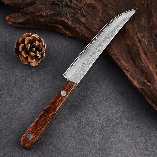 Damaskus Stahl Steakmesser Set mit Massivholz Griff Scharf und Langlebig
