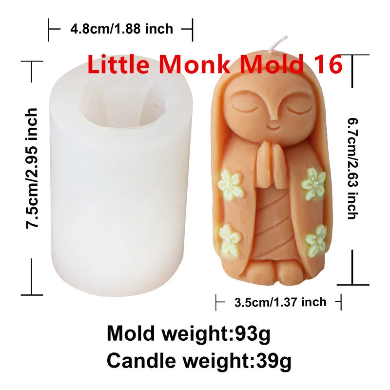 3D Silikon Kerzenform Kleine Buddha Mönch für DIY Dekoration