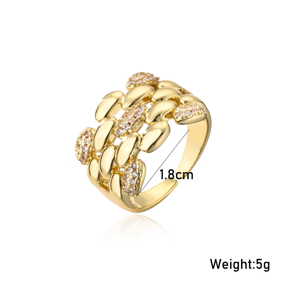 Eleganter Kupfer Ring mit AAA Zirkonia und Geometrischem Design für Frauen