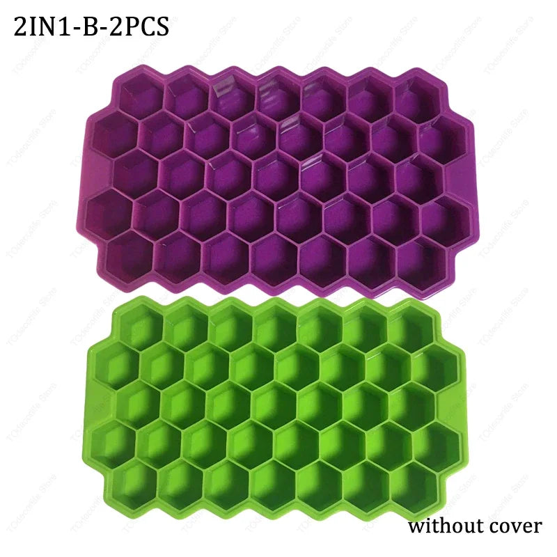 Premium Silikon Eiswürfelformen mit Deckel – Sechseckig, Wiederverwendbar