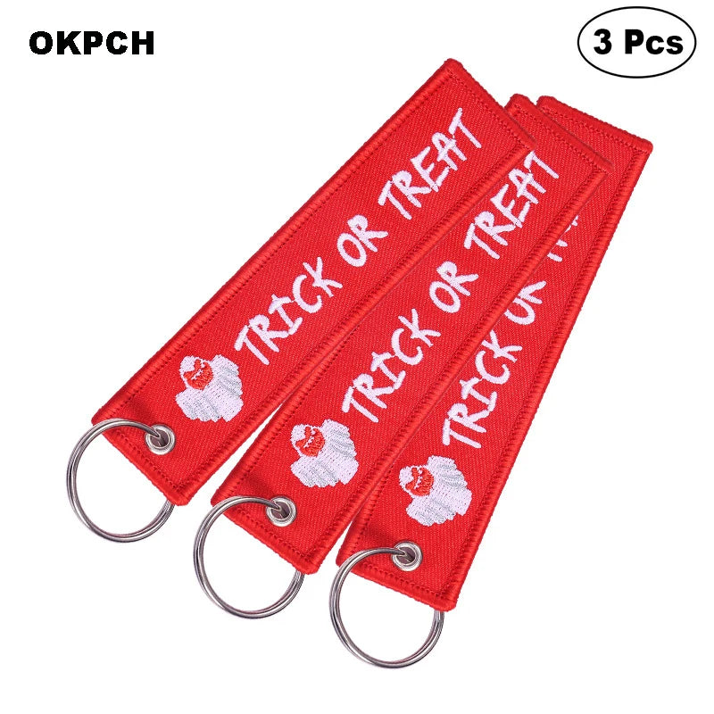 3-teiliges Schlüsselanhänger Set Bestickte Metallanhänger für Autos Motorräder