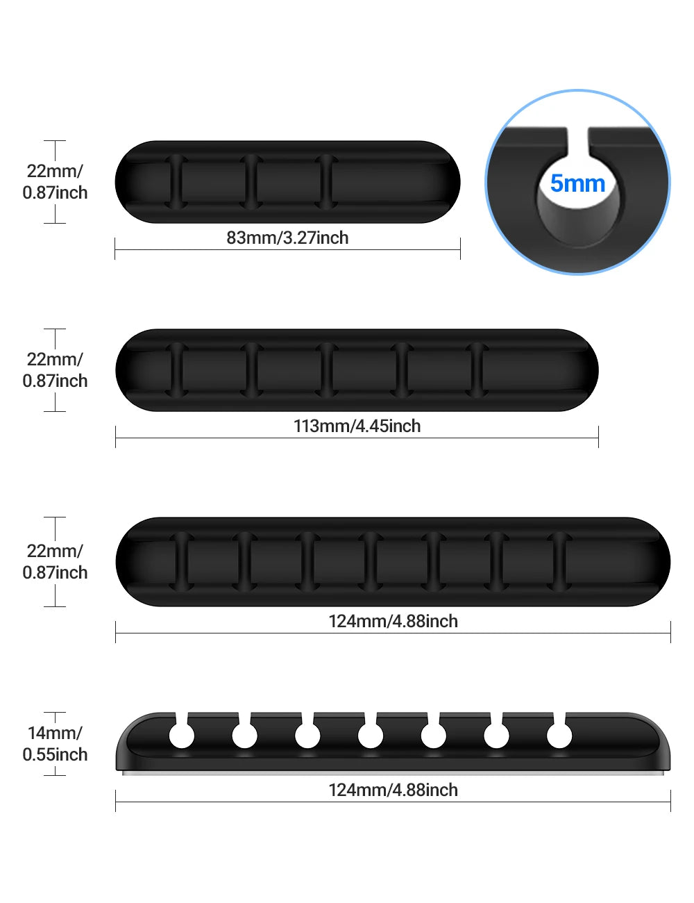 Selbstklebende Kabelhalter Clips für Kabelmanagement Schreibtisch 5mm