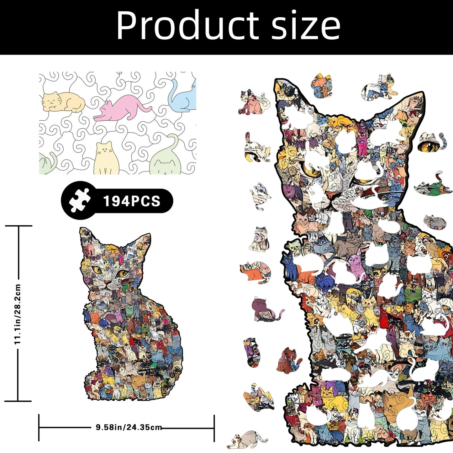 Kreatives 3D Holzpuzzle Katzenform als Sparbank und Denkspiel