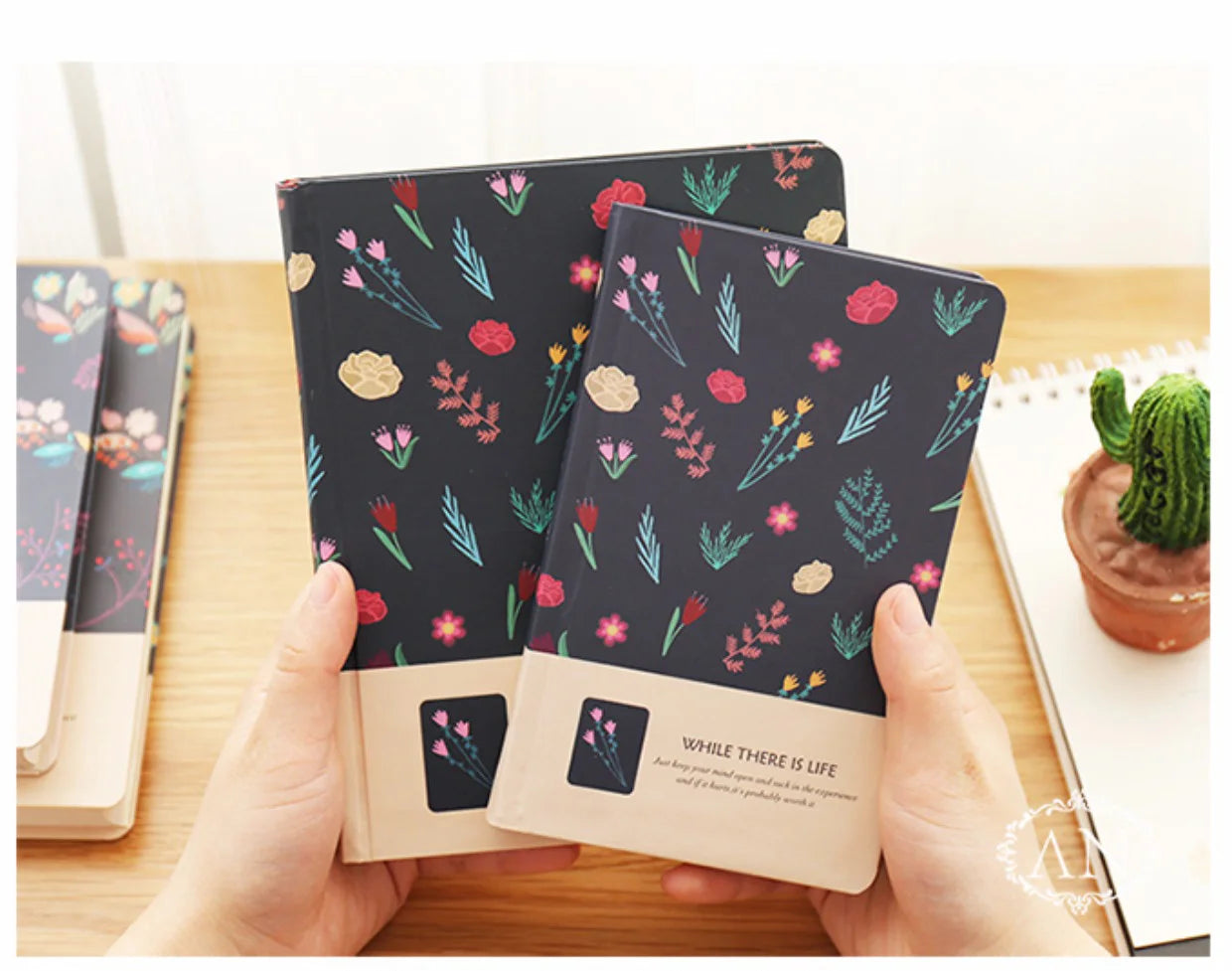 Retro-Notizbuch mit Blumenmotiv – Hardcover Tagebuch-Yabubest - Home & More